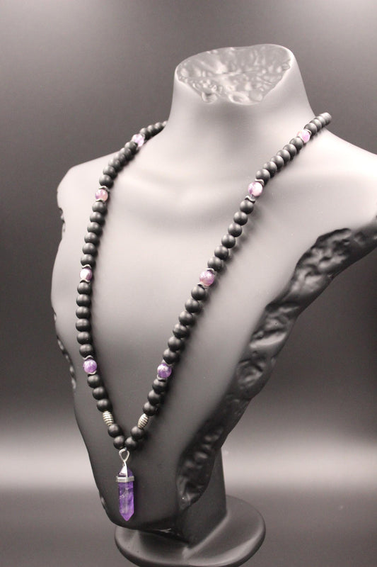 Handmade Unisex Amethyst Necklace – Natural and Stylish Design