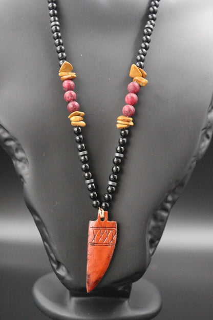 Red Garnet and Yellow Jasper Necklace. Handmade Necklace, Original Design – "Earth Energy"