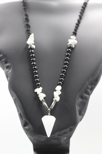 Handmade Quartz and White Howlite Stone Necklace