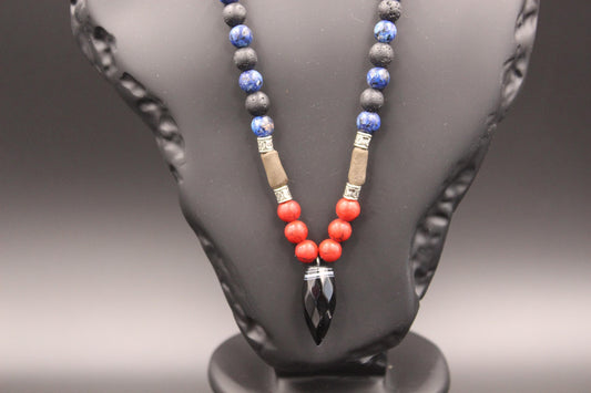 Natural Stone Necklace: Agate, Volcanic Stone, Handmade