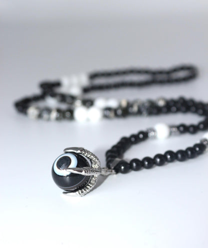 Black Agate Necklace - Handmade, Natural Stone in Eagle Claw