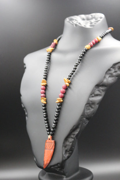 Red Garnet and Yellow Jasper Necklace. Handmade Necklace, Original Design – "Earth Energy"