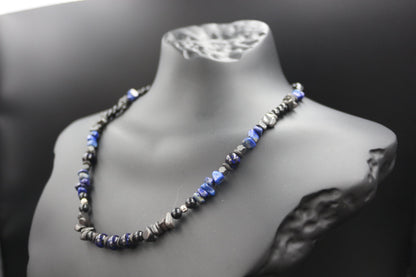 Handcrafted Lapis Lazuli & Hematite Necklace - Original Design, Natural Stones