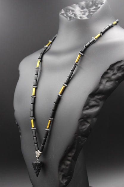 Handmade Black Quartz, Onyx and Hematite Necklace – Natural and Stylish Design
