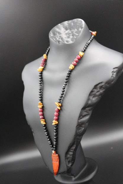Red Garnet and Yellow Jasper Necklace. Handmade Necklace, Original Design – "Earth Energy"