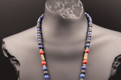 Natural Stone Necklace: Agate, Volcanic Stone, Handmade
