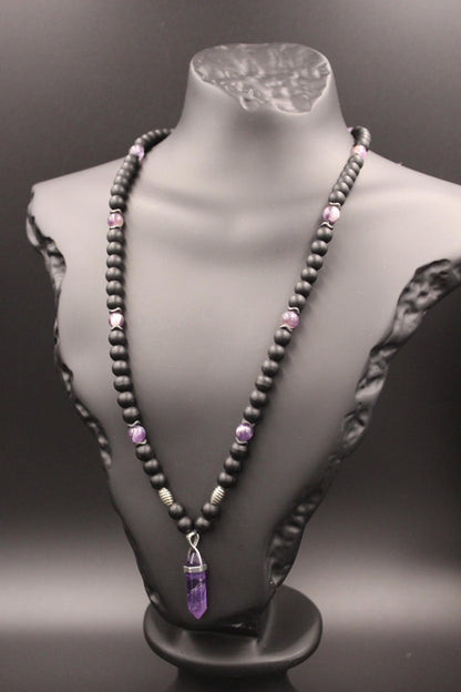 Handmade Unisex Amethyst Necklace – Natural and Stylish Design