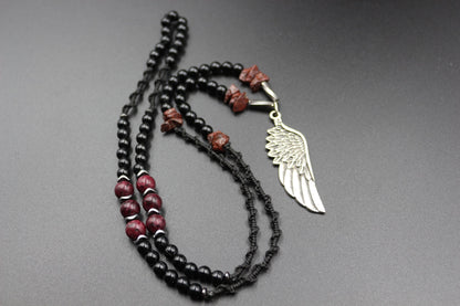 Red Jasper and Symbolic Pendant - Handmade Necklace