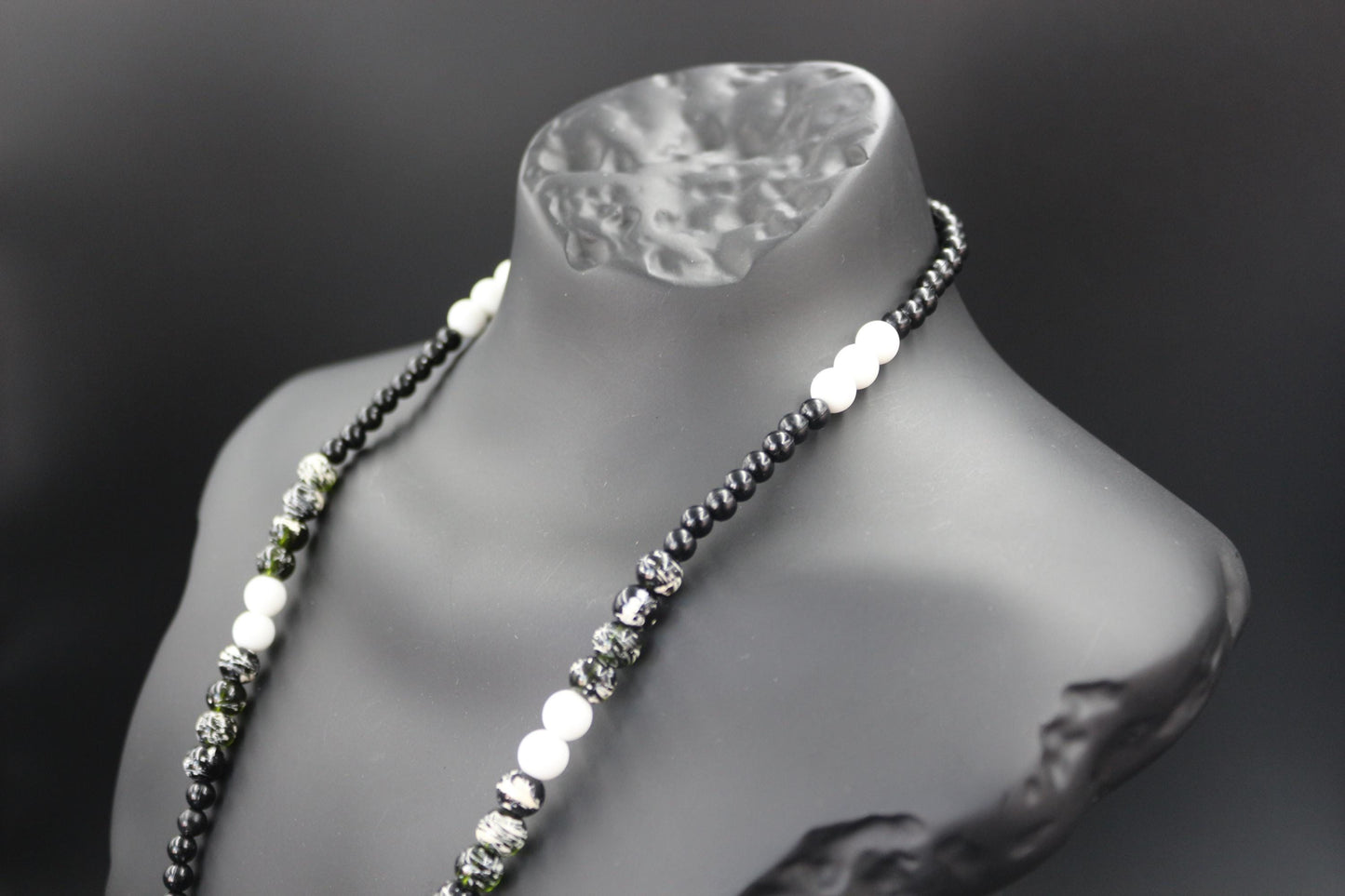 Black Agate Necklace - Handmade, Natural Stone in Eagle Claw