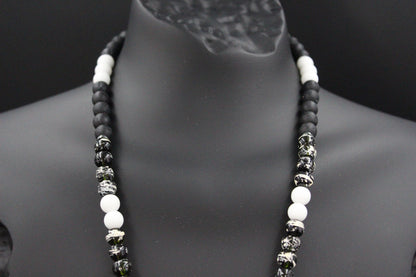 Handmade Volcanic Stone Necklace with 'Bird Claw' Pendant & Opalite – Ethnic Amulet