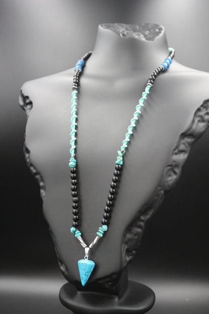Handmade necklace from natural stones, turquoise and variscite stone necklace