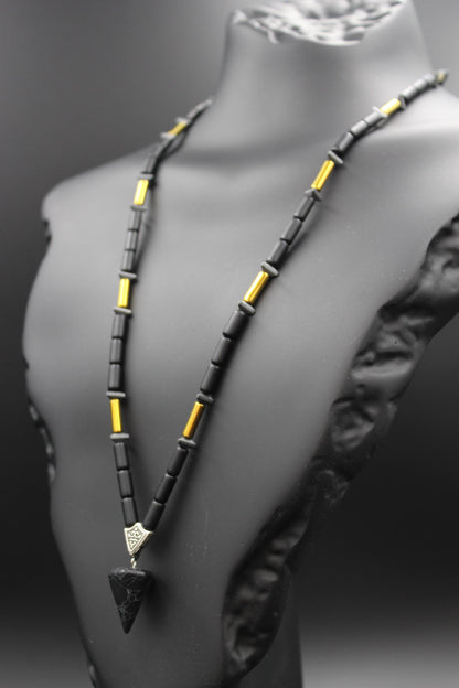 Handmade Black Quartz, Onyx and Hematite Necklace – Natural and Stylish Design