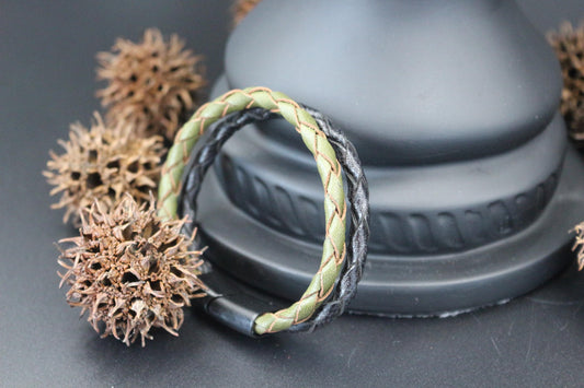 Handmade from Genuine Leather in Casual Style Bracelet Double Braid