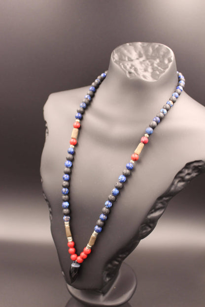 Natural Stone Necklace: Agate, Volcanic Stone, Handmade